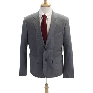 Oamc Mens Gray Geometric Virgin Wool Blazer Button Closure Size 40